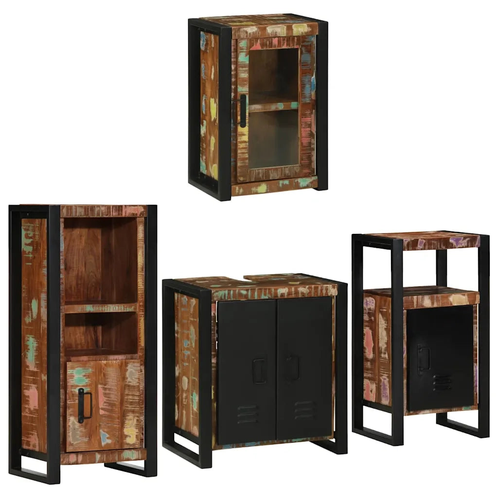 Set di mobili per il bagno 4 pcs Legno massello riciclato