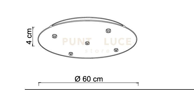 BASE-5L N LED base tonda d.60cm nero opaco 5 luci led integrato