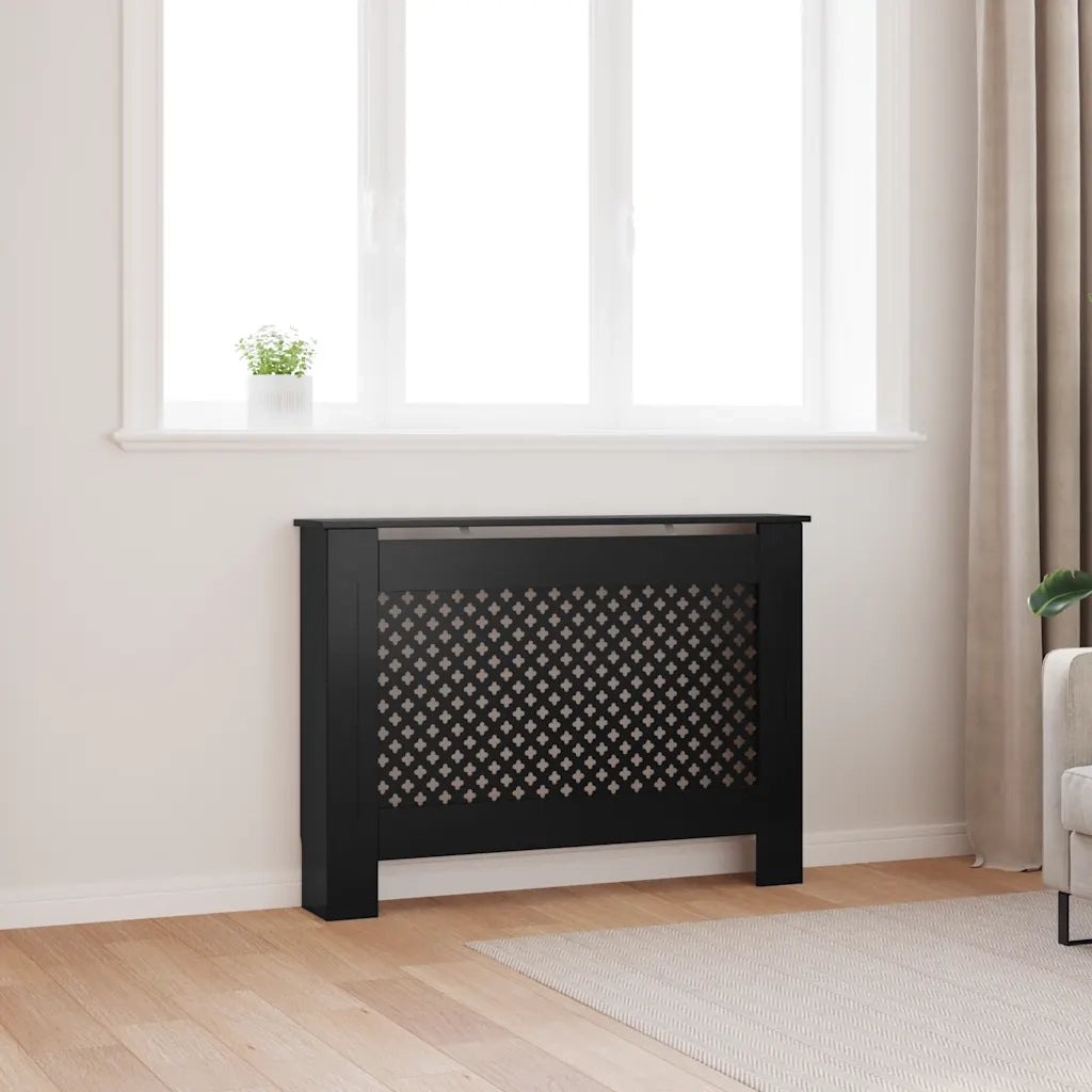 Copertura per Radiatore Nera 112x19x81,5 cm in MDF 288192