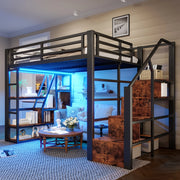 Letto a castello nero 140x200 cm con struttura in metallo e MDF