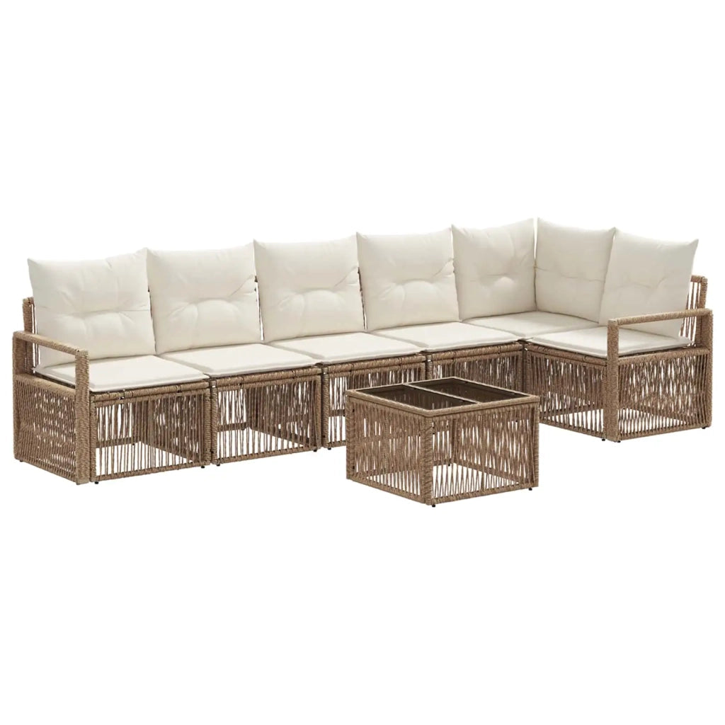 Set Divano da Giardino 7 pcs Beige polyrattan