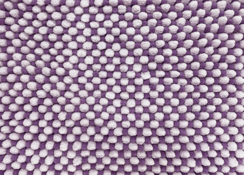 Tappeto Bagno Doccia Antiscivolo In Ciniglia Super Assorbente Modello Dots - Parure 3 Pezzi - Lilla