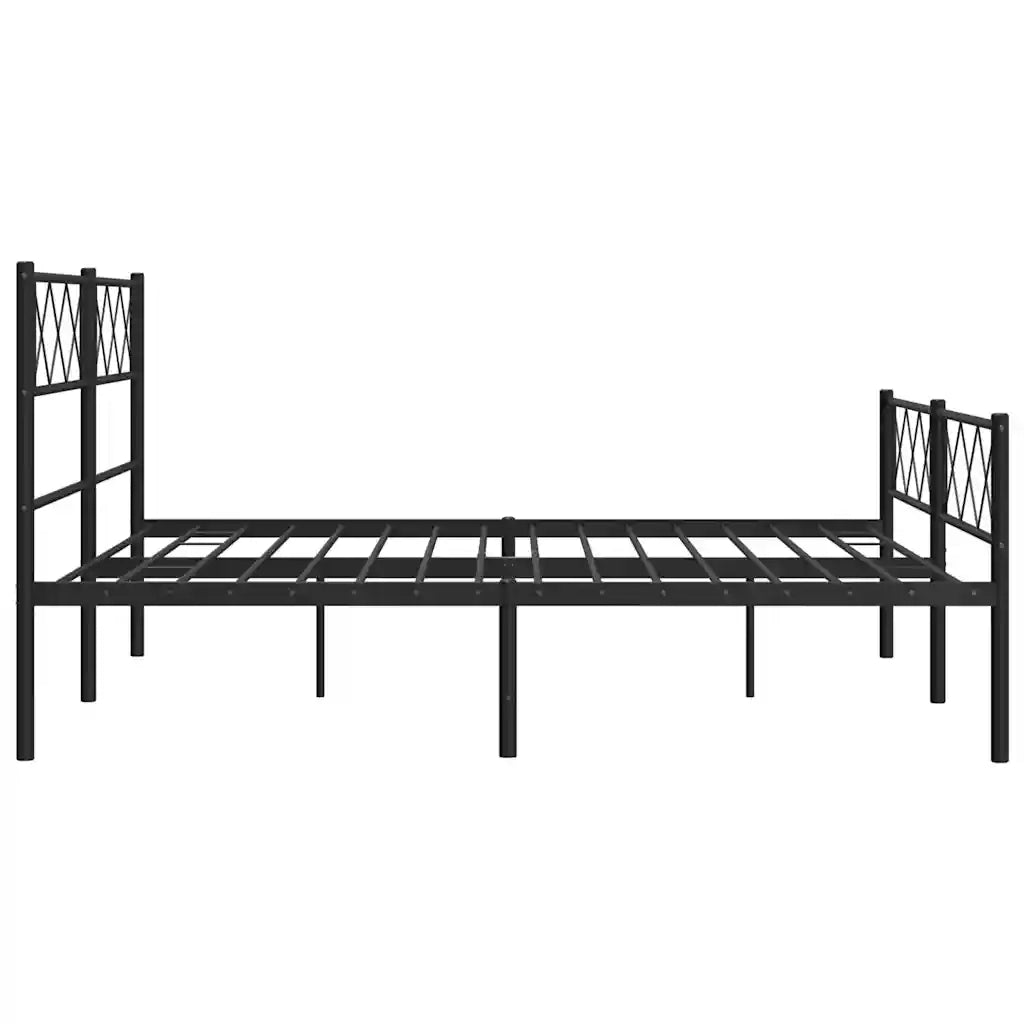 Giroletto con Testiera e Pediera Metallo Nero 120x200 cm 372293