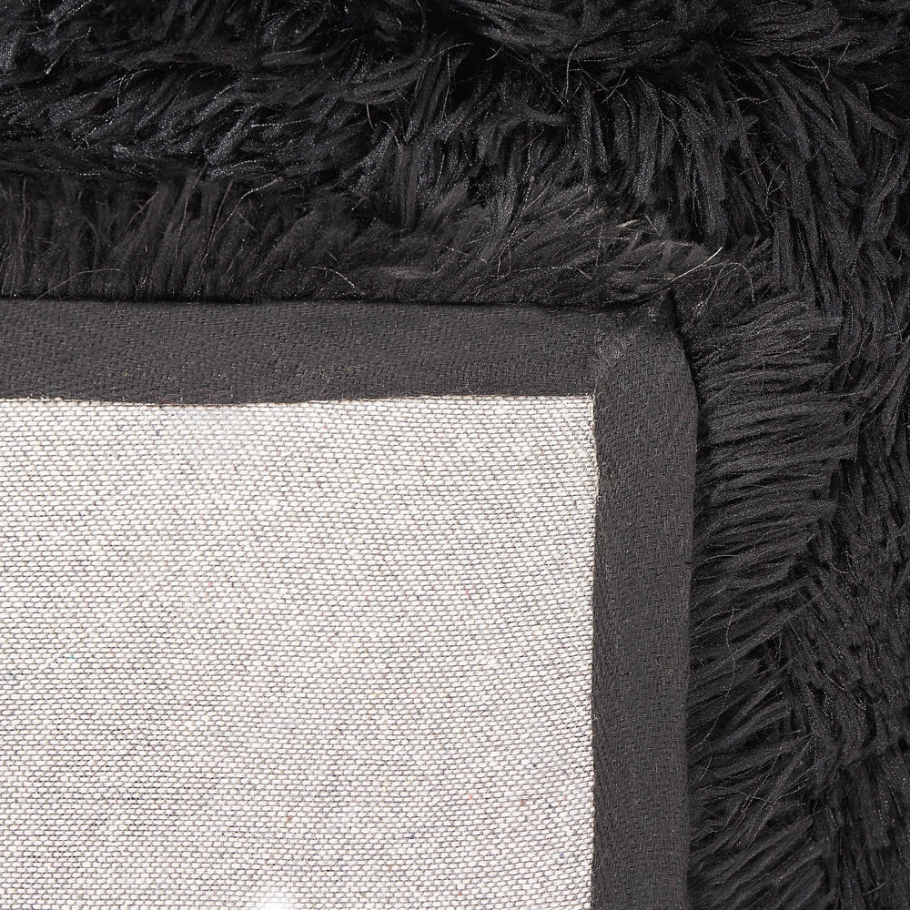 Tappeto Shaggy Tappeto a pelo lungo Solido Poliestere Nero Rettangolare 200 x 300 cm