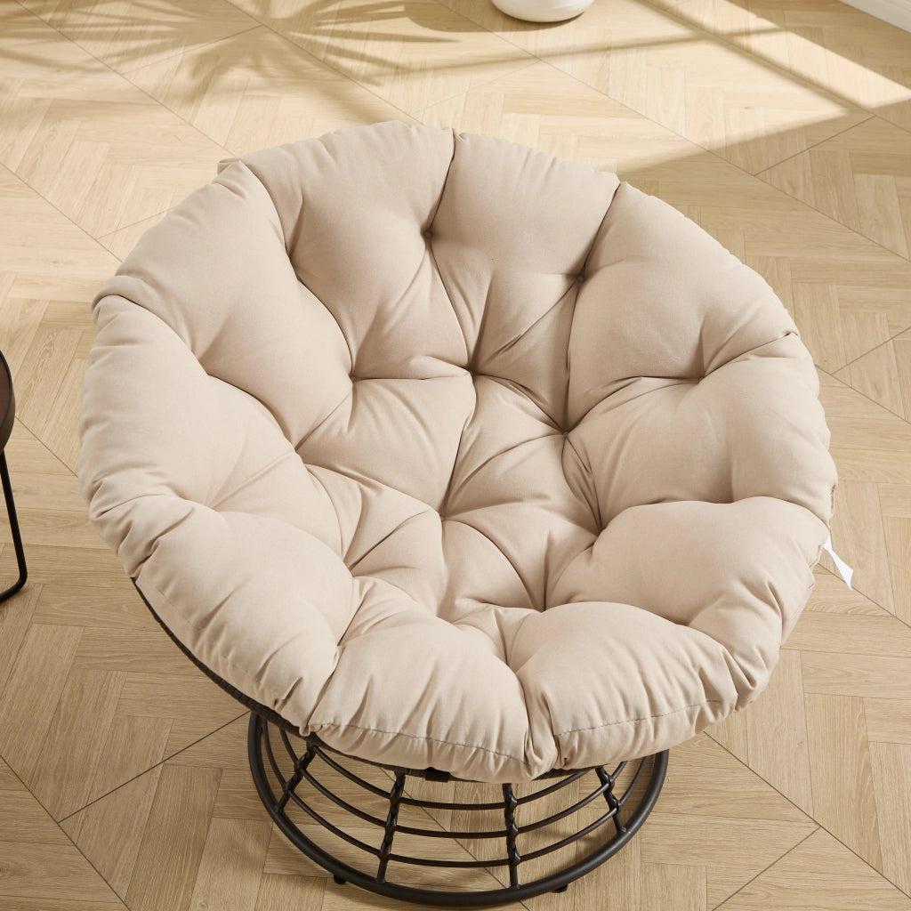 POLTRONA GIREVOLE ERGONOMICA Ø 92 x 67 cm in PE rattan Beige