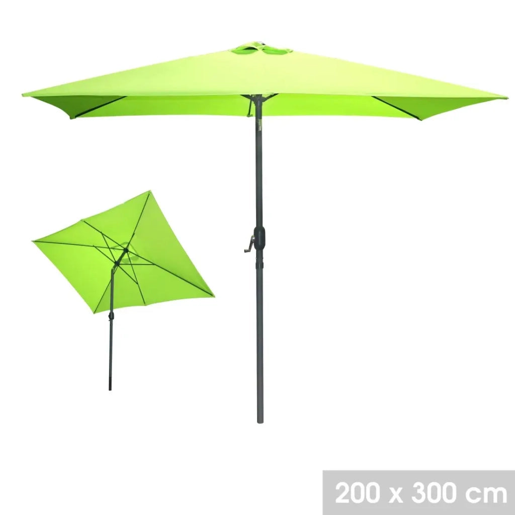 Ombrellone reclinabile rettangolare verde mela 200x300x250 cm – Tela 180 g/m² idrorepellente