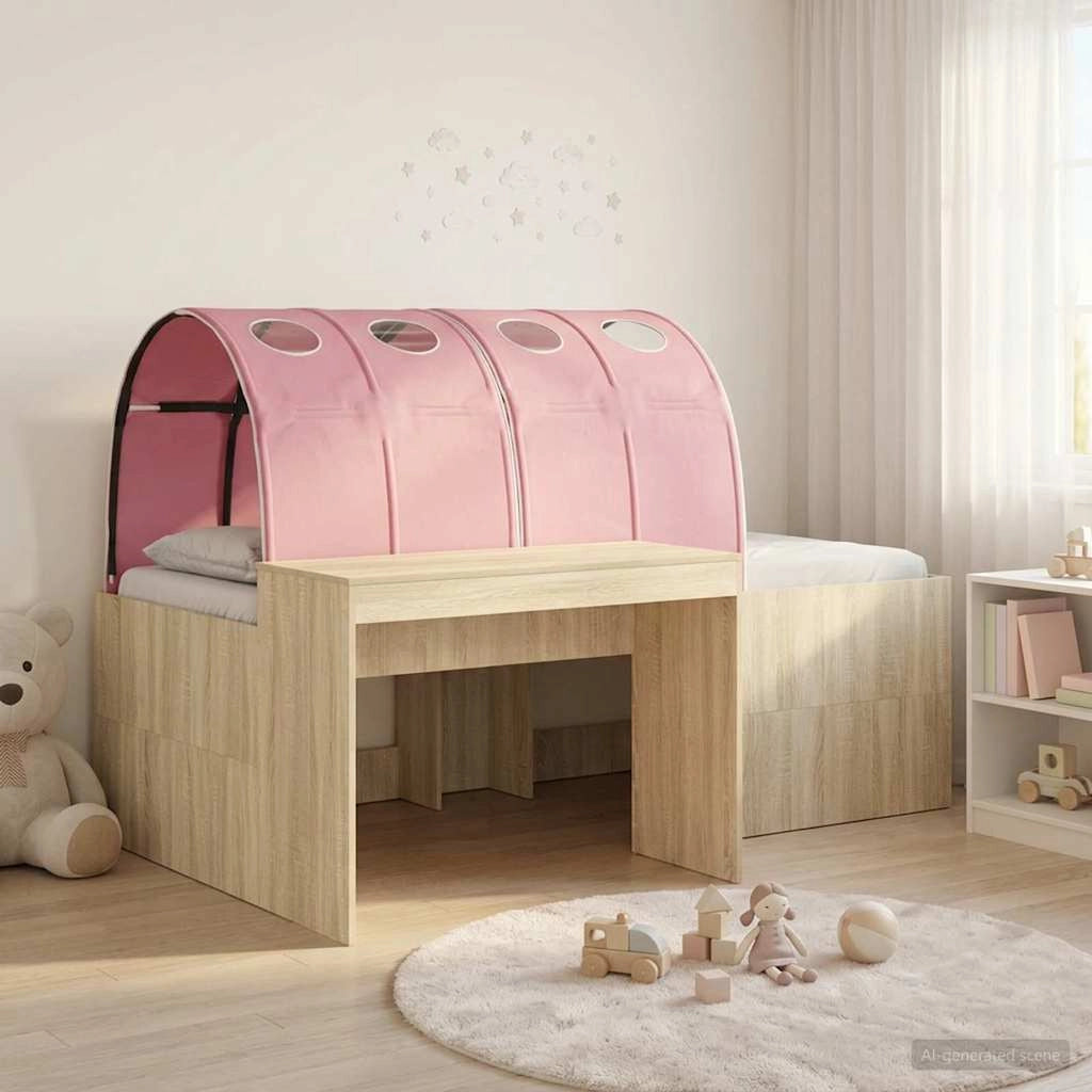 Letto alto per bambini con scrivania 3 pz Rovere Sonoma e Rosa 3423686