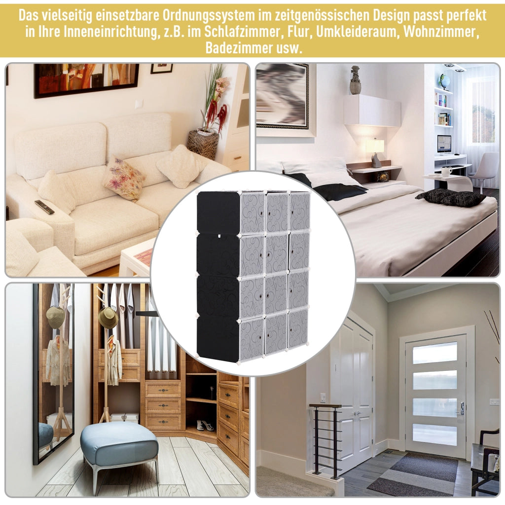 Armadio a cubi con 2 grandi e 9 piccoli moduli ¨C zephmum ¨C nero 111x47x145 cm