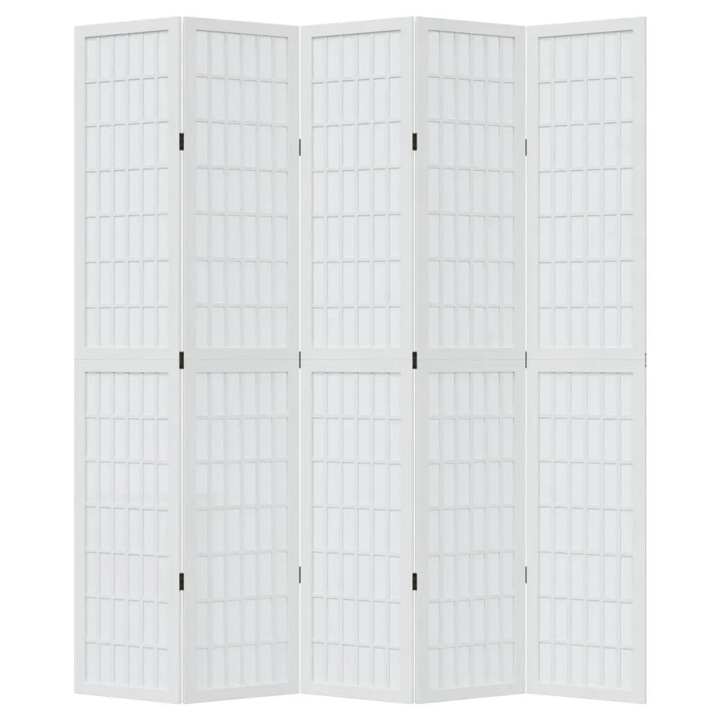Divisorio Ambienti 5Pannelli Bianco Legno Massello di Paulownia 358792