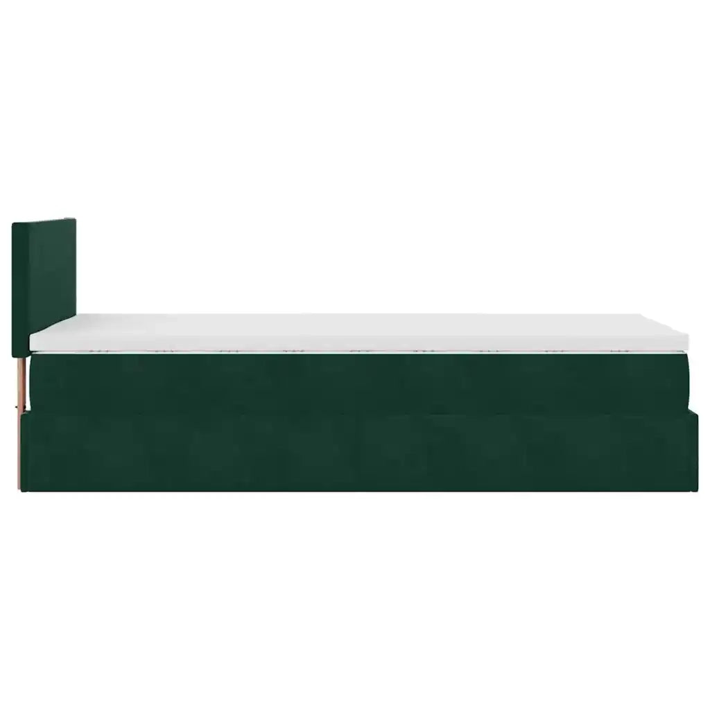 Pouf Letto con Materasso Verde Scuro 120x190 cm Velluto