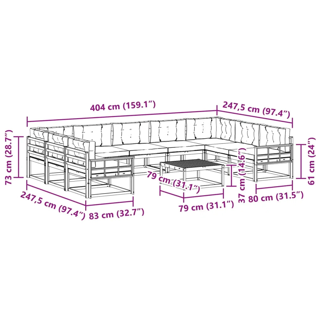 Set di divani da esterno 10 pz Bianco e Beige 3387082