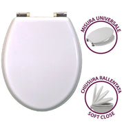 Trade Shop - Copriwater Universale In Legno Mdf Chiusura Rallentata Soft Close Laccato Bianco -        3,5
