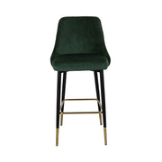 Sgabello da bar Mojo 100 in velluto verde con schienale trapuntato