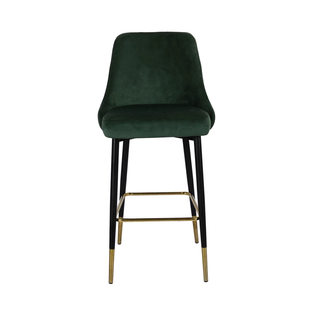 Sgabello da bar Mojo 100 in velluto verde con schienale trapuntato