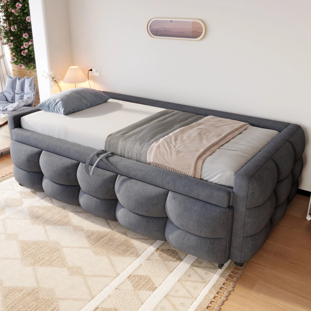 Letto a divano estraibile teddy velluto 90/180x190 cm