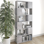 Libreria Divisorio-Scaffale per Libri-Mobile di Stoccaggio Grigio Cemento 80x24x186 cm in Truciolato