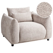 Poltrona in tessuto bouclè beige e gambe nere Schienale Curvo Stile Retro Glam Art Decor