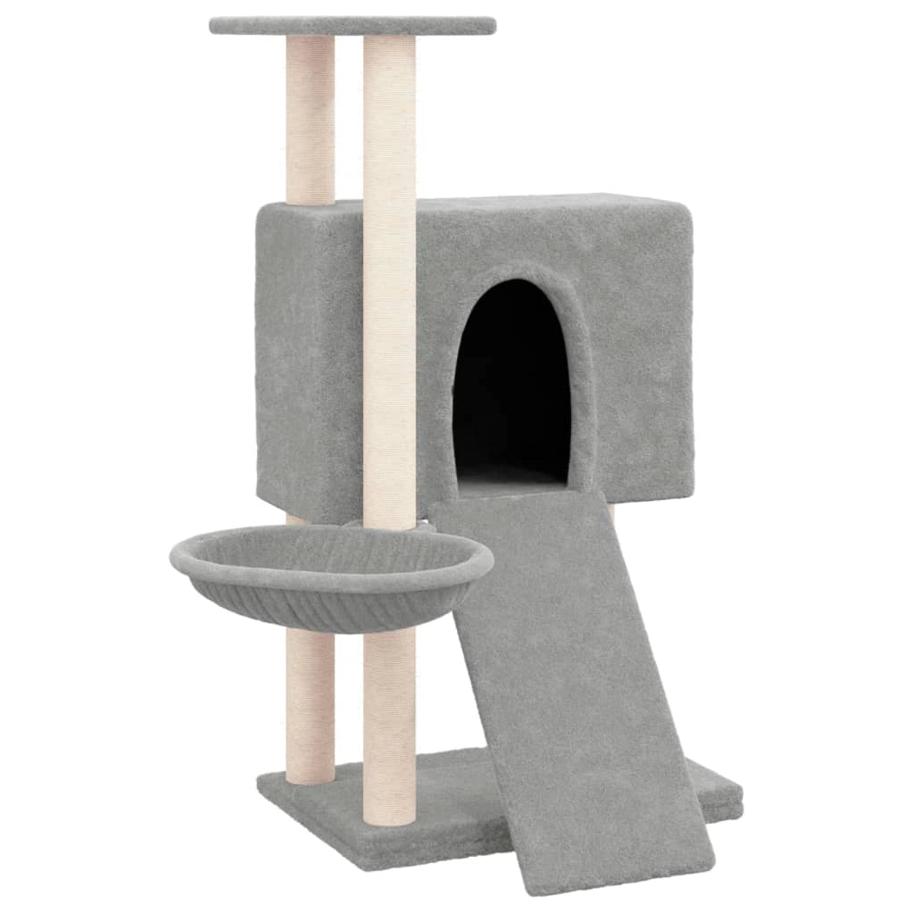 Tiragraffi per gatti torre per arrampicata giocattolo piattaforma per arrampicata con tiragraffi in sisal leggero 96 cm grigio 02_0022631