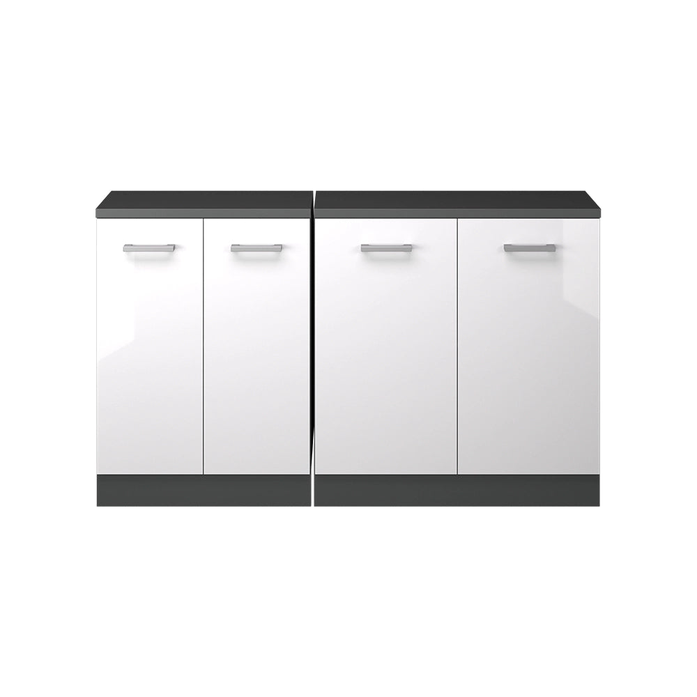 Set di mobili sottotetto Rion Bianco lucido/Antracite 140 cm Set di 2 carcasse armadio profondità 60 cm Vicco