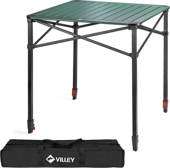 Tavolo da Campeggio Ripiegabile - Tavolo da Esterno Leggero con Struttura in Alluminio, Regolabile in Altezza, Ideale per Attività All'Aperto e Feste, 70x70 cm