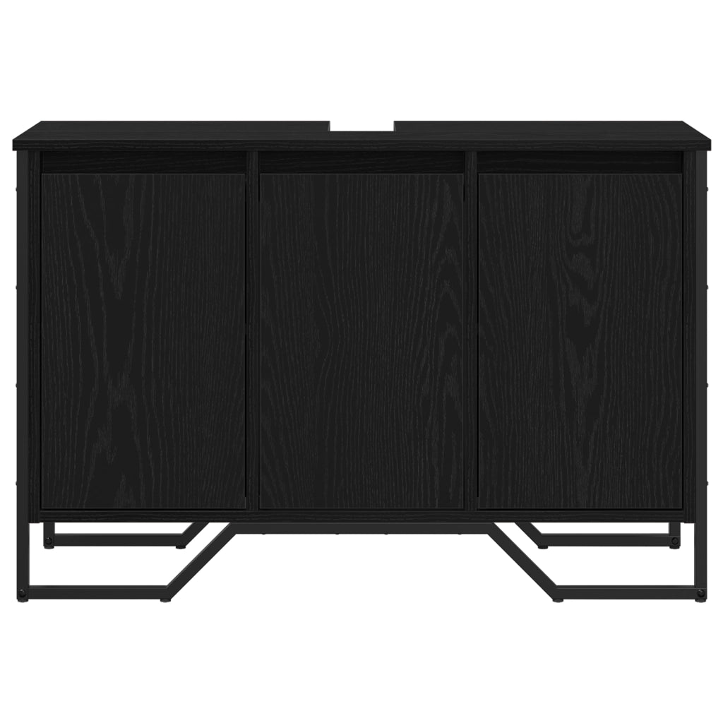 Mobile Lavabo Rovere Nero 91x35x60 cm Legno Ingegnerizzato