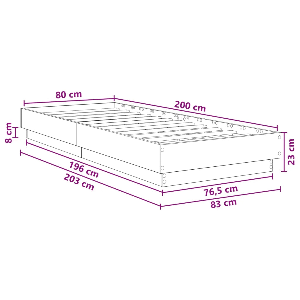 Struttura letto a pavimento Legno antico 80 x 200 cm 8009070