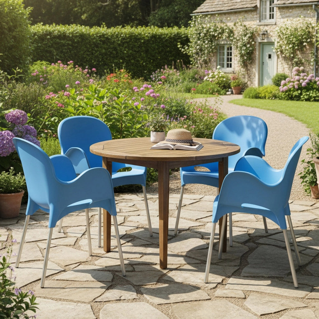 Raimund, Sedia da Esterno 4 Sedie Made in Italy, Azzurro