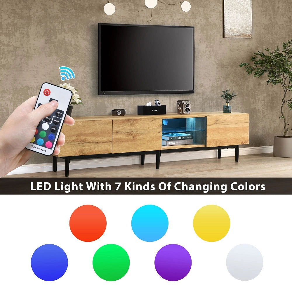 Armadio TV moderno con venature legno e luci LED regolabili - Xylo