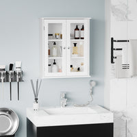 Pensile da Bagno Armadietto con Anta a Vetro 55x20x65 cm in Legno Bianco