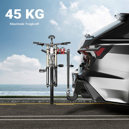 Portabici da gancio traino, per 3 biciclette, portata max 45 kg, in acciaio Q235, per mountain bike, e-bike, con cinghie in nylon