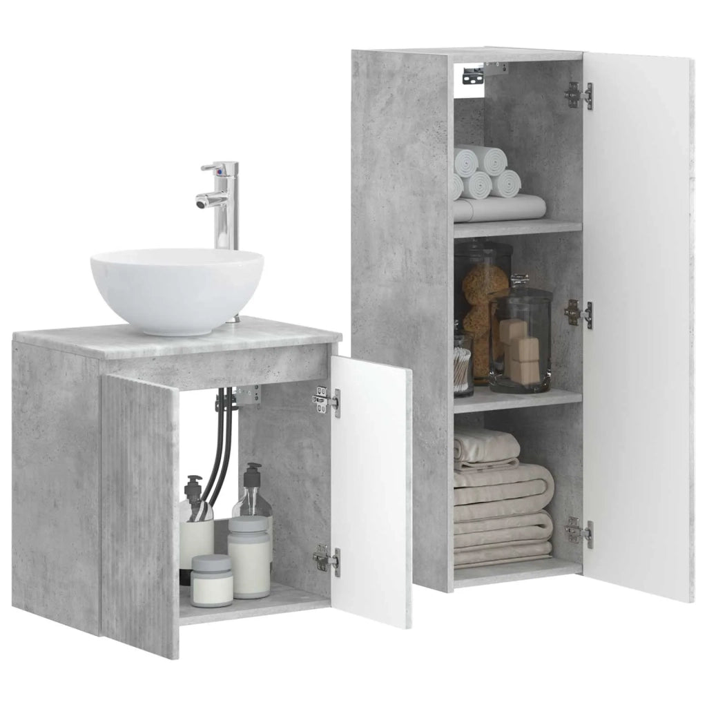 Set di mobili per il bagno 2 pz Grigio Cemento 3406116