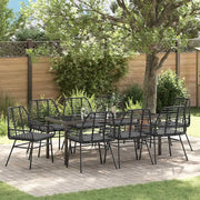 Set da Pranzo per Giardino 9 pcs Nero polyrattan 3380861