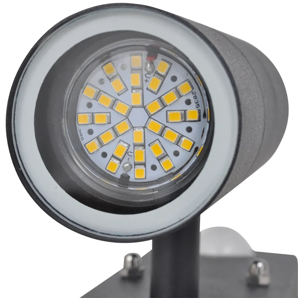 Lampada LED a Parete Acciaio Inox Forma Cilindrica Nera con Sensore 41097
