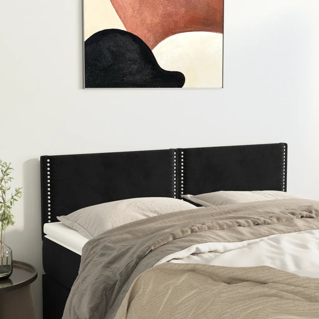 Testiera | Testata Nera 144x5x78/88 cm in Velluto