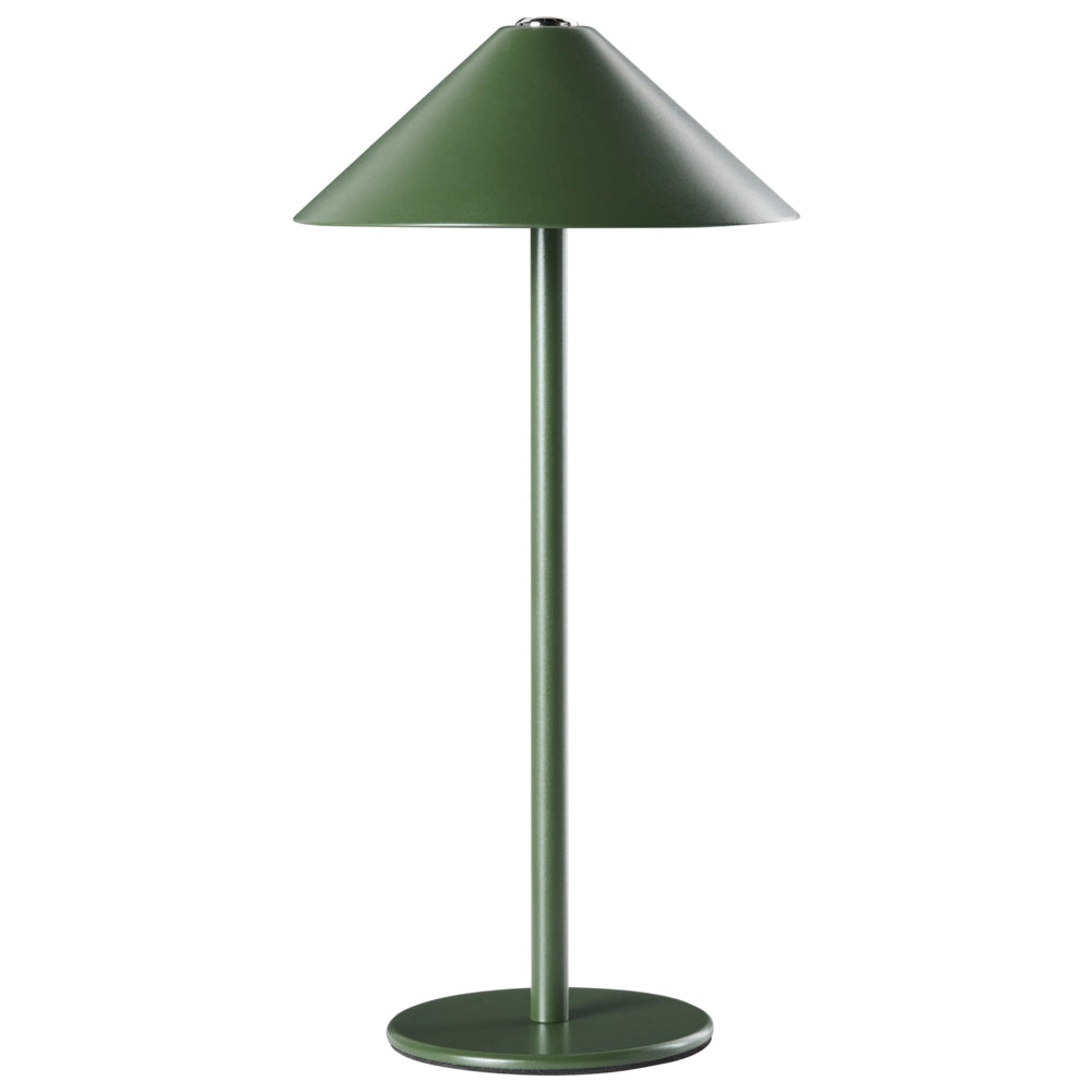 Lampada da tavolo wireless in metallo verde per interni ed esterni con porta USB C ricaricabile