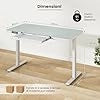 Scrivania Regolabile in Altezza con Cassetto, Scrivania con Piano in Vetro, 2 Posizioni di Memoria e Porte USB Tipo-C, Scrivania per Ufficio e Casa, 120 x 60 x 73-118 cm (Bianco)