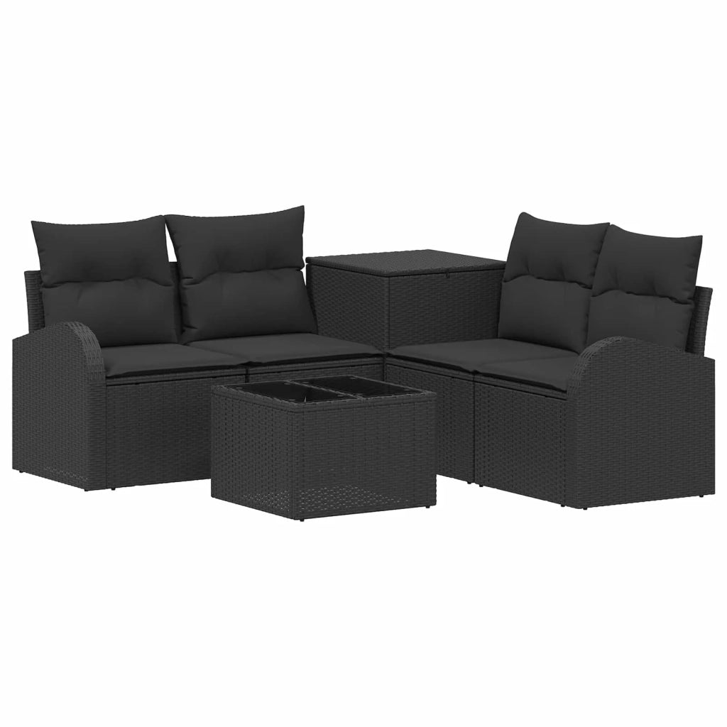 Set di divani 6 pz Nero Rattan sintetico e Acciaio 3447175