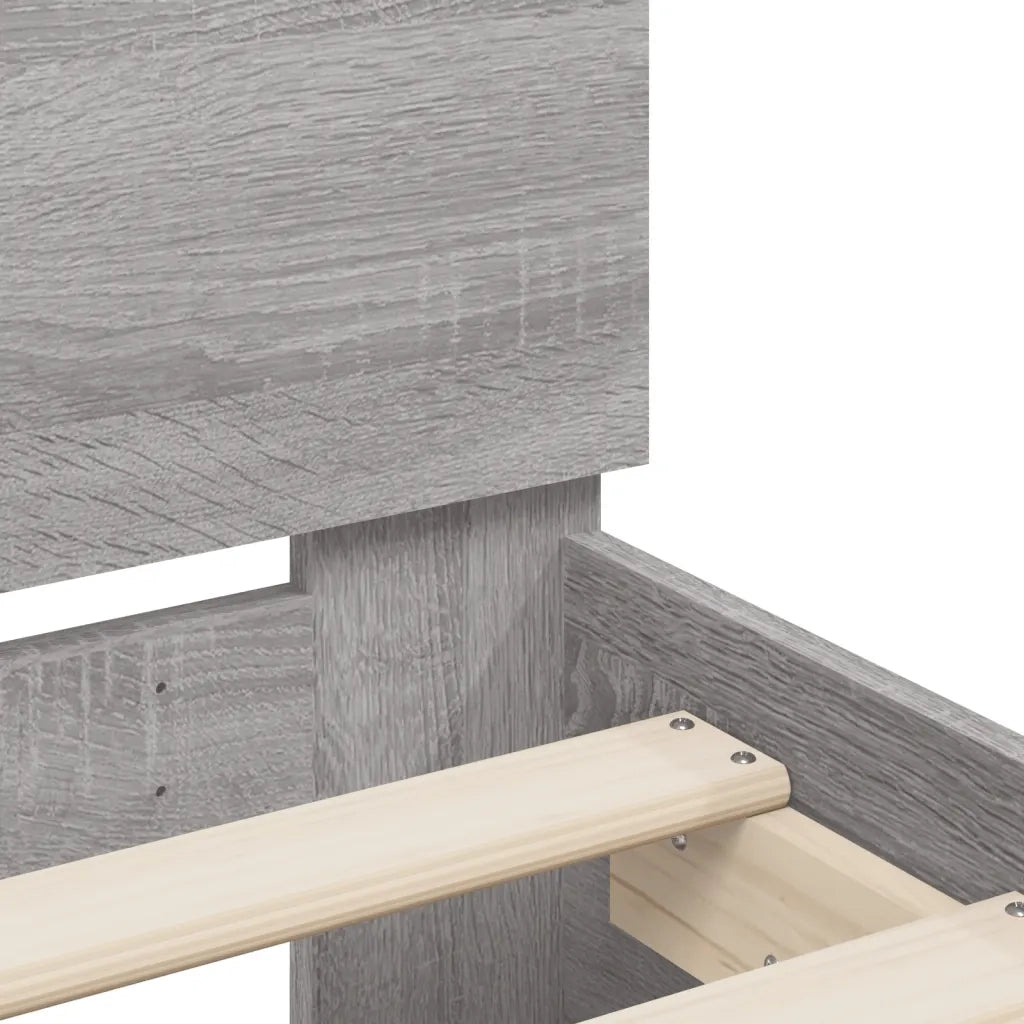 Giroletto con Testiera e LED Grigio Sonoma 75x190 cm 838755