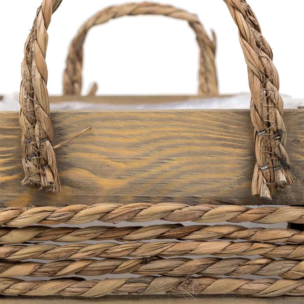 Cesto in legno e corda con manici marroni 33x23x15h