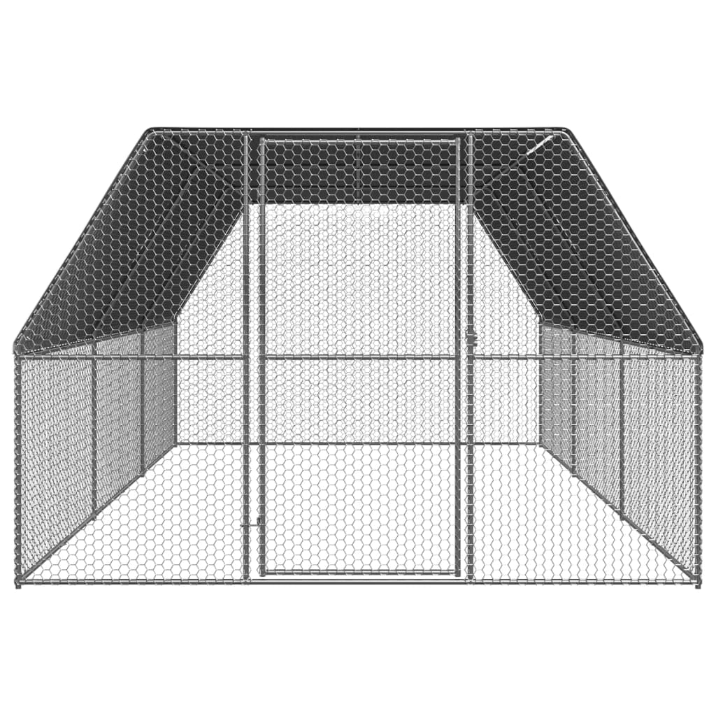 Pollaio da esterno 3 x 6 x 2 m acciaio zincato tetto in PE 02_0001695