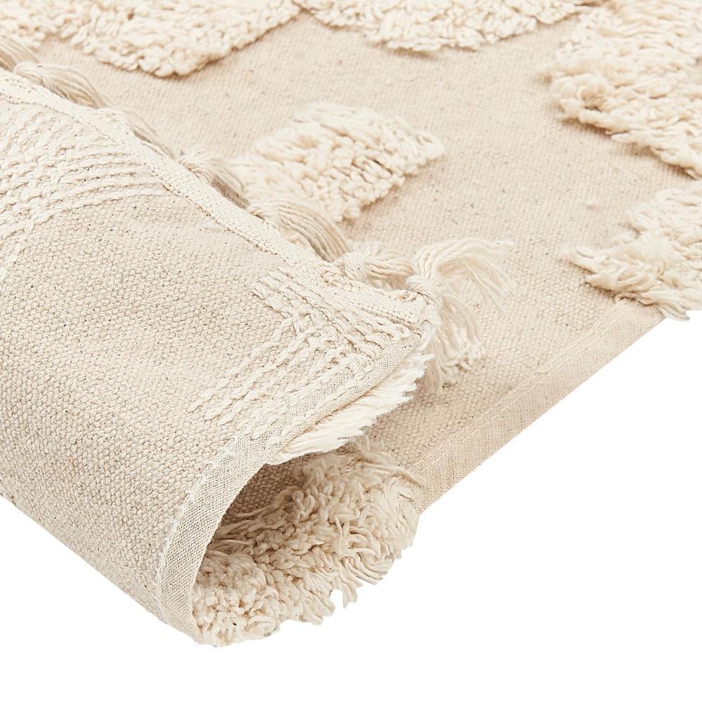 Tappeto in cotone beige 140 x 200 cm minimalista trapuntato motivo geometrico soggiorno camera da letto