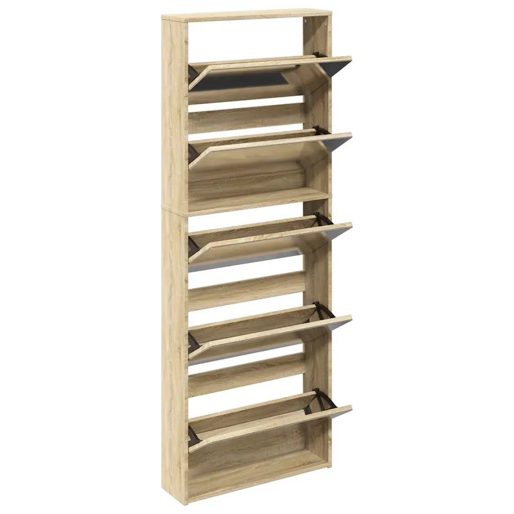 Scarpiera a 5 Strati con Specchio Rovere 63x17x169,5 cm  cod mxl 50699