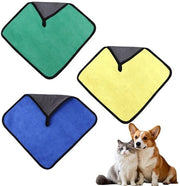 Asciugamani per cani 3-pack - Felpa di corallo extra assorbente - 30x30 cm - Secchi velocemente - Corda per appendere - Materiale idoneo per la pelle - Asciugamani per animali