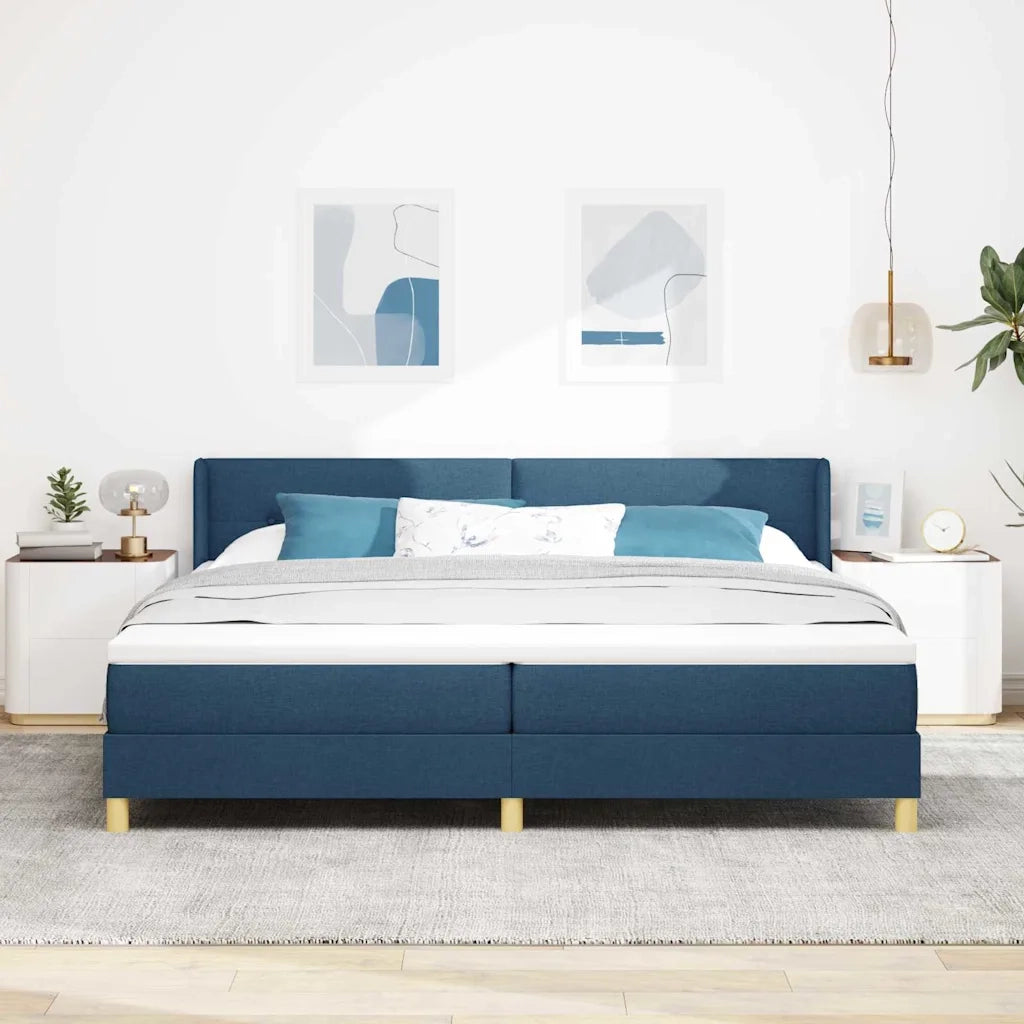Letto a molle con testiera Blu 200 x 200 cm Tessuto 3341320
