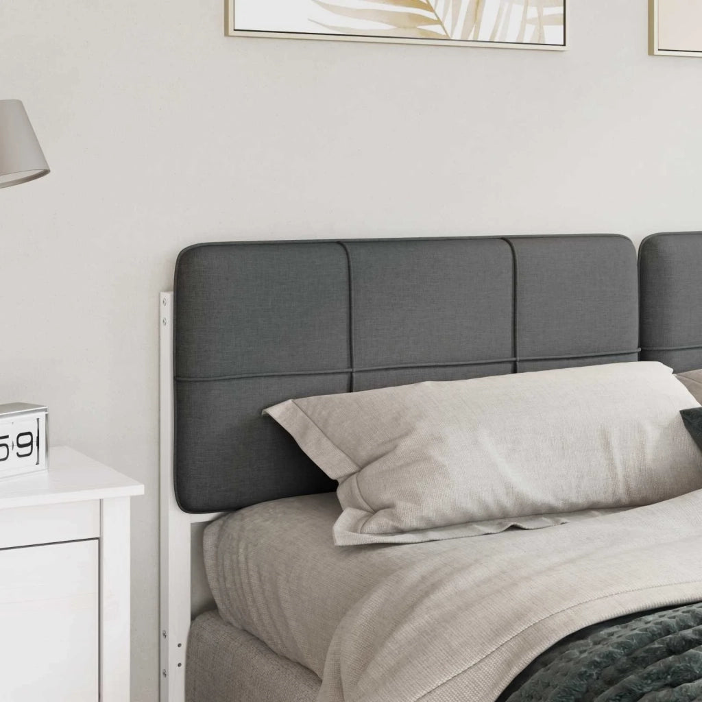 Testiera imbottita-Testiera con Cuscini-Testata Bianco e grigio chiaro 200 cm Pino massello 696920
