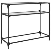 Tavolino Consolle | Tavolo d'Ingresso Piano Vetro Trasparente 98x35x81cm in Acciaio