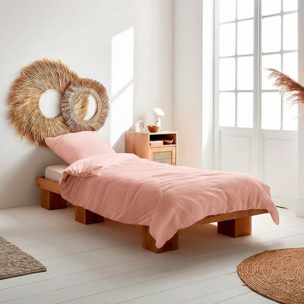 Set biancheria da letto di cotone pesca