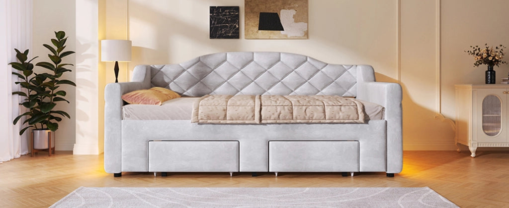 letto giornaliero imbottito grigio 90x200 cm