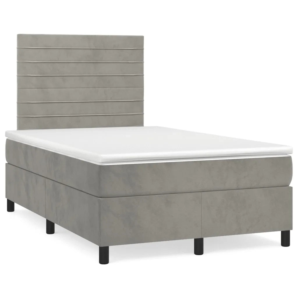 Giroletto a Molle con Materasso Grigio Chiaro 120x200cm Velluto 3143073