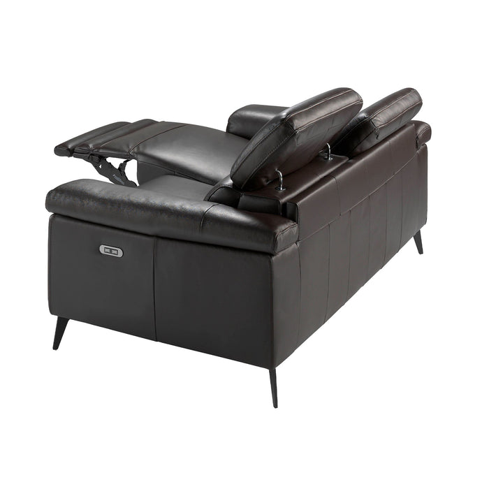 Divano relax a 2 posti in pelle marrone cioccolato